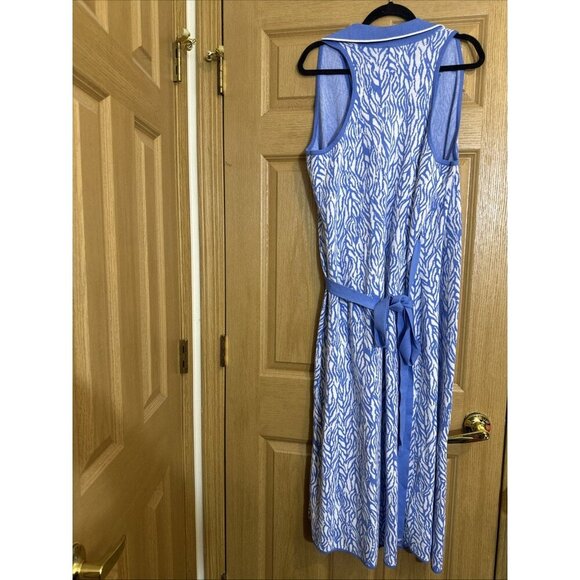 Diane Von Furstenberg DVF Target Wrap Dress Sweater XL Blue Preppy Coastal - Picture 6 of 8